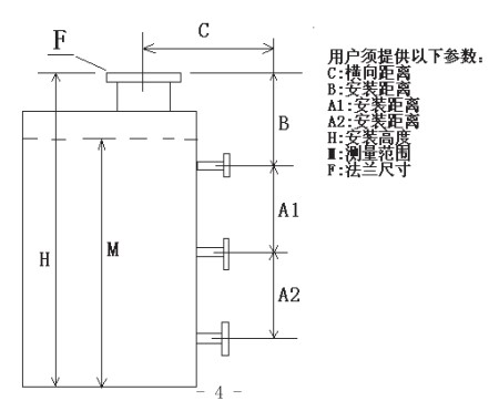 儲槽浮標液位計選型參數(shù)圖