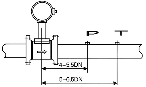 dn200渦街流量計壓力溫度傳感器安裝位置圖